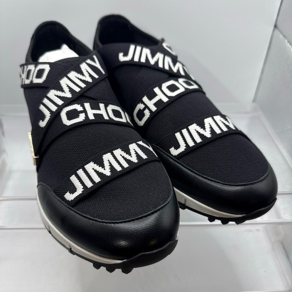 Jimmy Choo Sneakers‎ 38½ Black White Toronto Elastic Bands Chunky Luxe Street